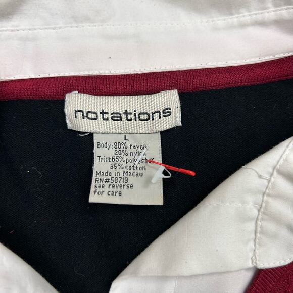 Y2k Notations black/red collared academia sweater size L - Picture 3 of 4